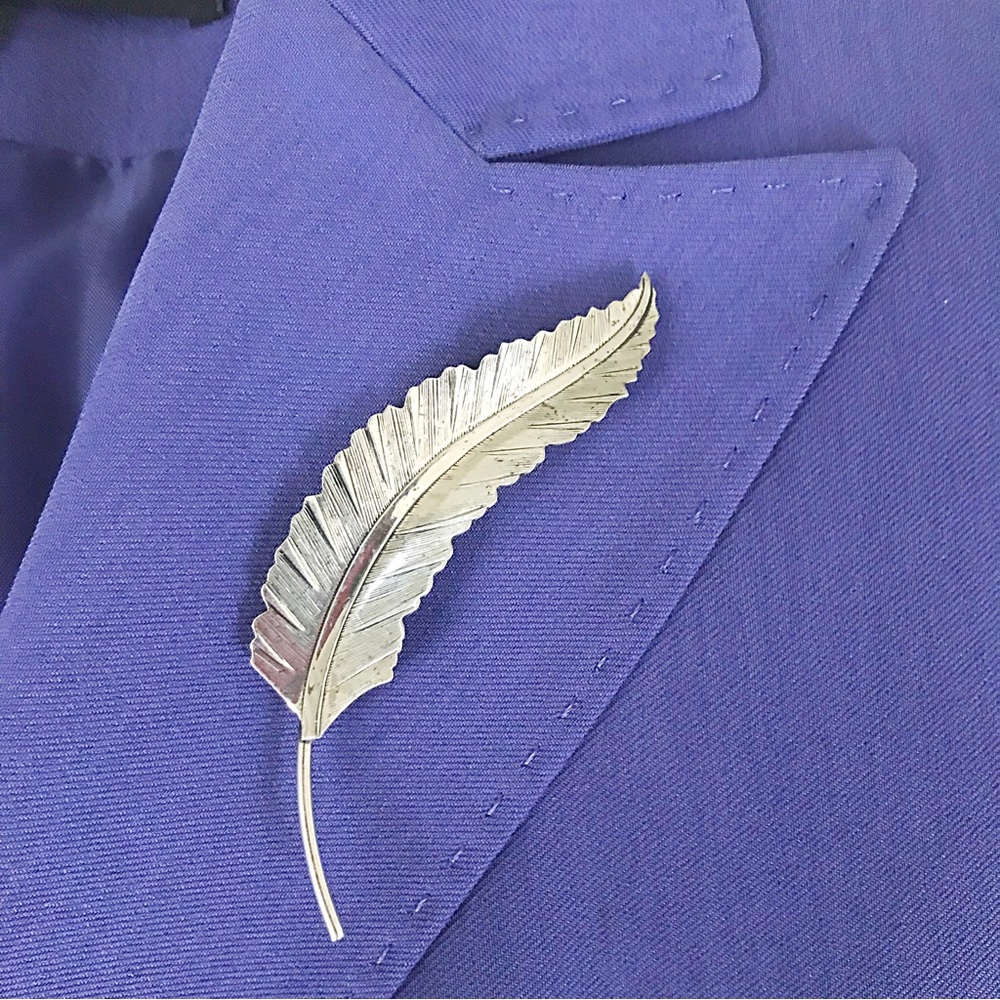 Vintage Beau Sterling Silver Leaf Pin Brooch MCM